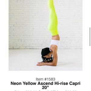 ZYIA Neon Yellow High Rise Capri Leggings. Size 6/8. NWT